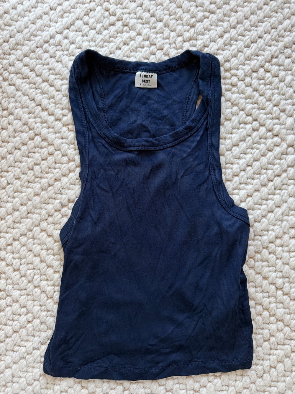 Sunday Best Aritzia Navy Ribbed Scoop Tank